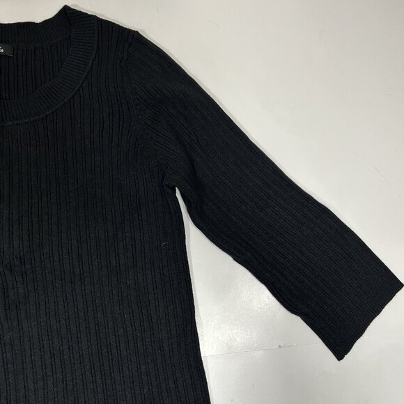 George Women Black Sweater Ribbed 3/4 Sleeves Scoop Neck Lightweight Sz XL - Picture 4 of 6